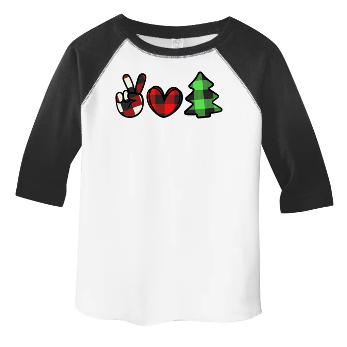 Peace Love Christmas Plaid Holiday Toddler Fine Jersey T-Shirt