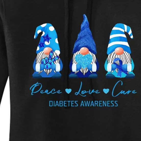 Peace Love Cure Gnome Diabetes Awareness Survivors Gifts Women's Pullover Hoodie