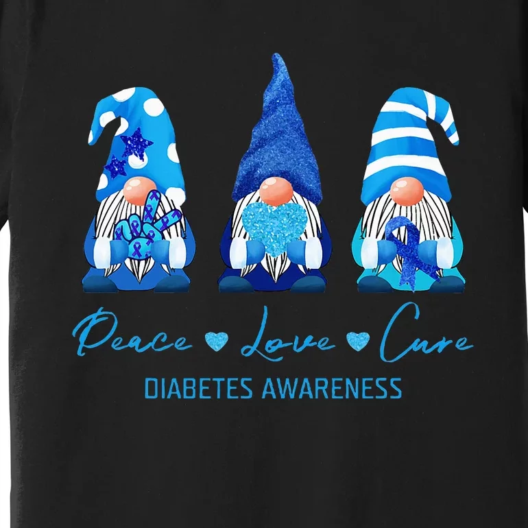 Peace Love Cure Gnome Diabetes Awareness Survivors Gifts Premium T-Shirt