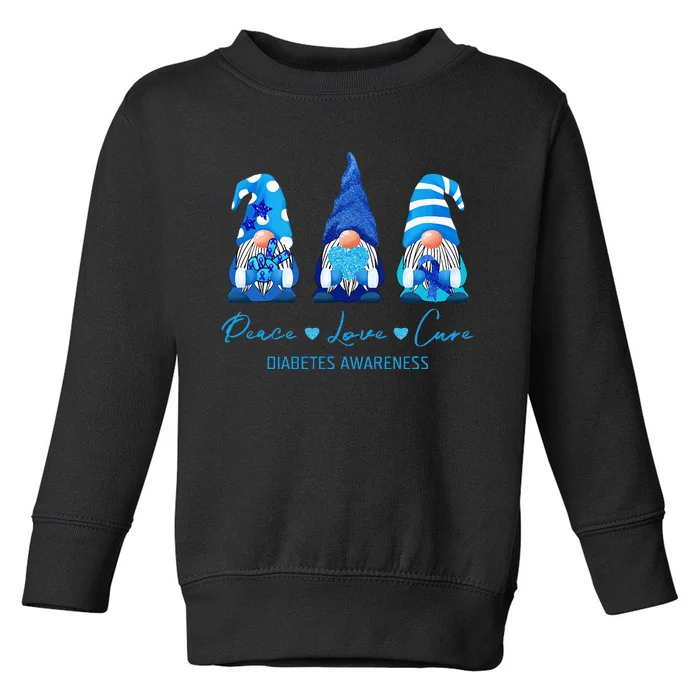 Peace Love Cure Gnome Diabetes Awareness Survivors Gifts Toddler Sweatshirt