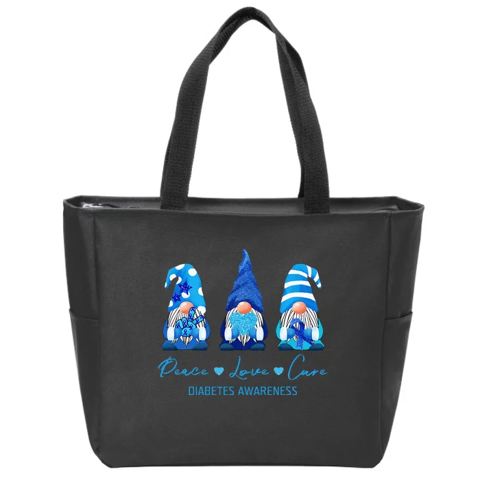 Peace Love Cure Gnome Diabetes Awareness Survivors Gifts Zip Tote Bag