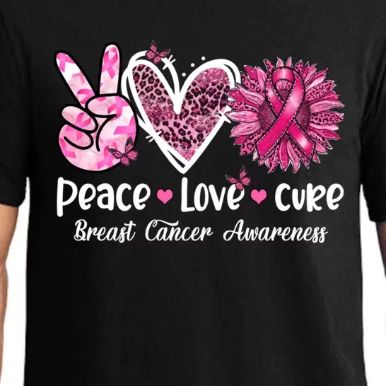 Peace Love Cure Sunflower Leopard Cancer Breast Butterfly Great Gift Pajama Set