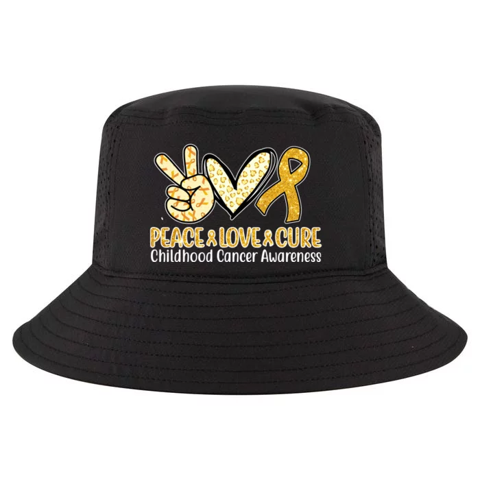 Peace Love Cure Childhood Cancer Awareness Cool Comfort Performance Bucket Hat