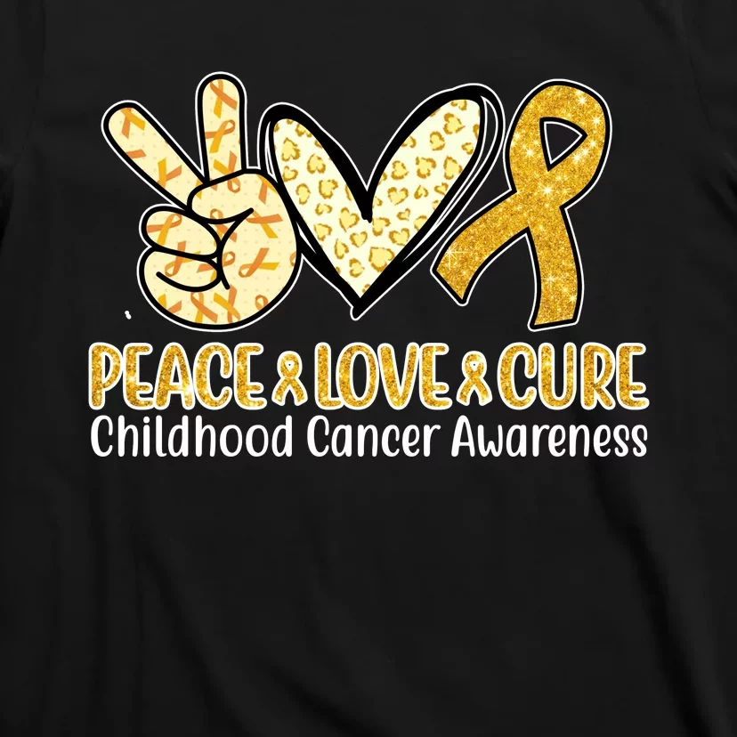 Peace Love Cure Childhood Cancer Awareness T-Shirt