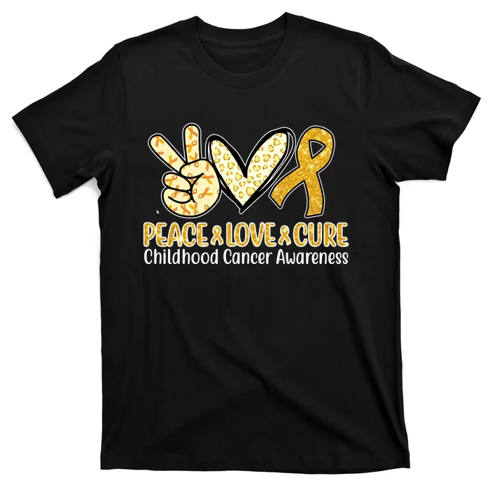 Peace Love Cure Childhood Cancer Awareness T-Shirt