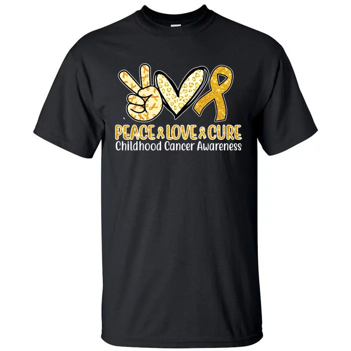 Peace Love Cure Childhood Cancer Awareness Tall T-Shirt