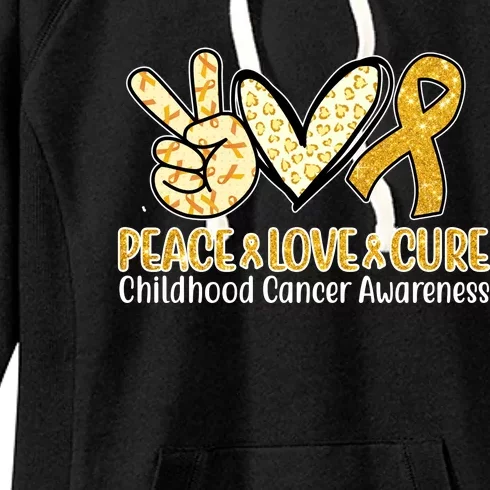 Peace Love Cure Childhood Cancer Awareness Women's Fleece Hoodie