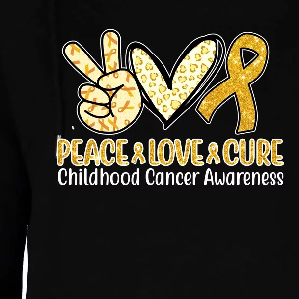 Peace Love Cure Childhood Cancer Awareness Womens Funnel Neck Pullover Hood