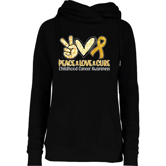 Peace Love Cure Childhood Cancer Awareness Womens Funnel Neck Pullover Hood