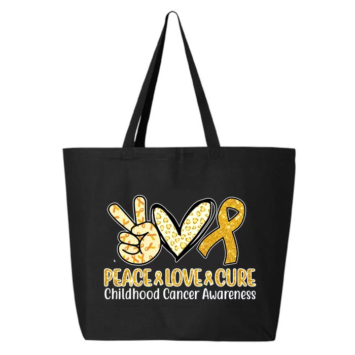 Peace Love Cure Childhood Cancer Awareness 25L Jumbo Tote