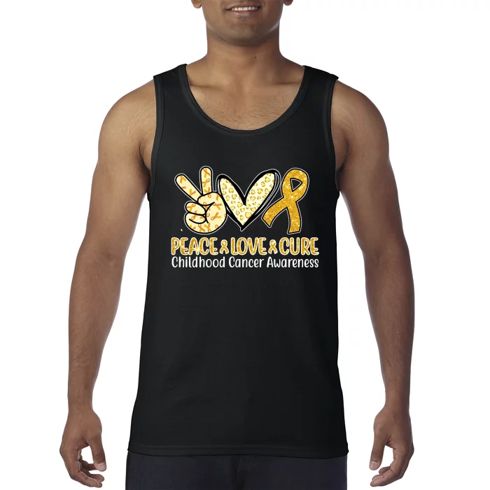 Peace Love Cure Childhood Cancer Awareness Tank Top