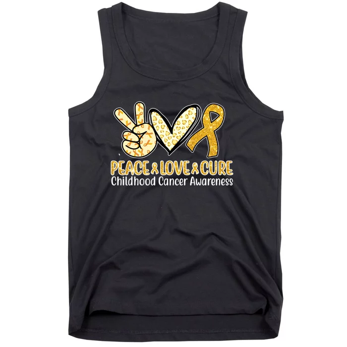 Peace Love Cure Childhood Cancer Awareness Tank Top