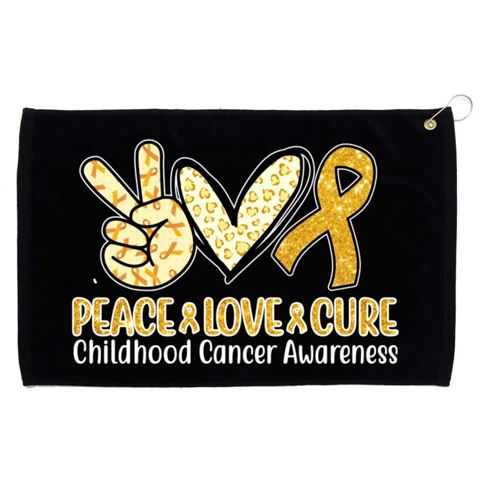 Peace Love Cure Childhood Cancer Awareness Grommeted Golf Towel