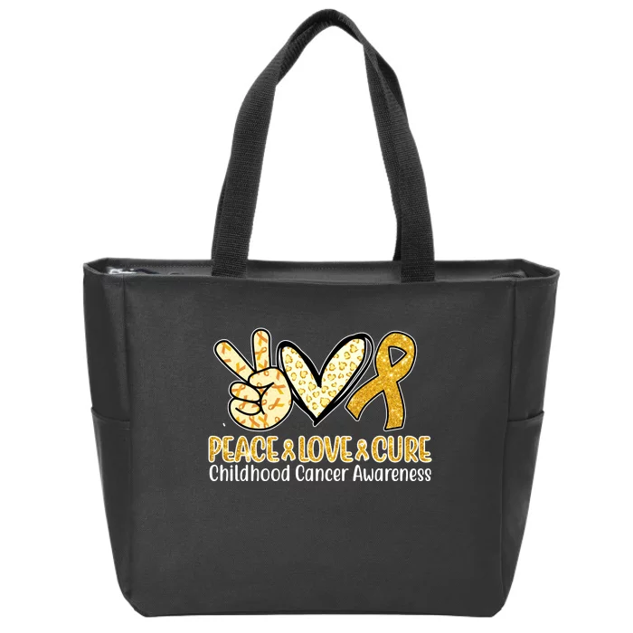 Peace Love Cure Childhood Cancer Awareness Zip Tote Bag