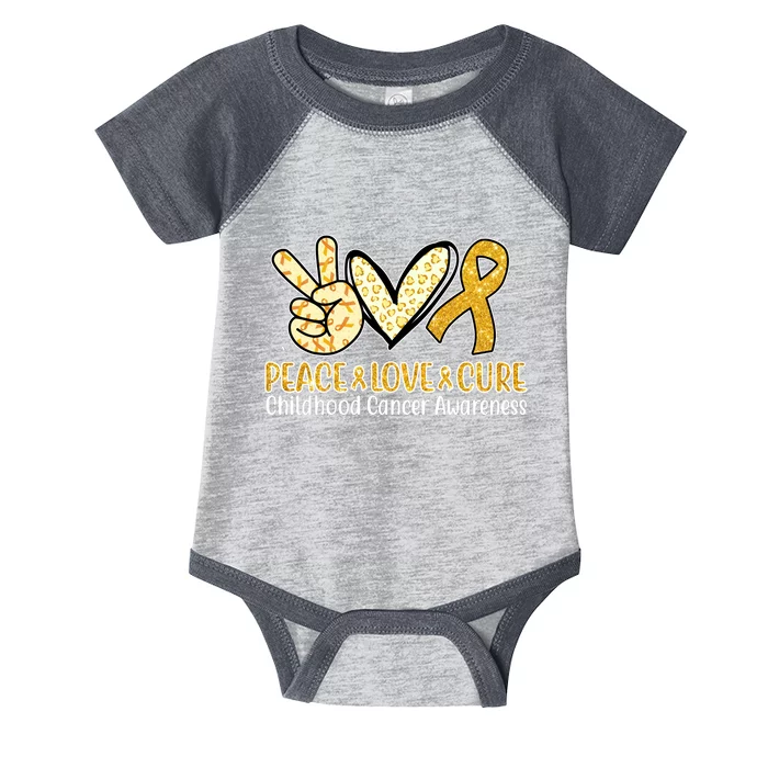 Peace Love Cure Childhood Cancer Awareness Infant Baby Jersey Bodysuit