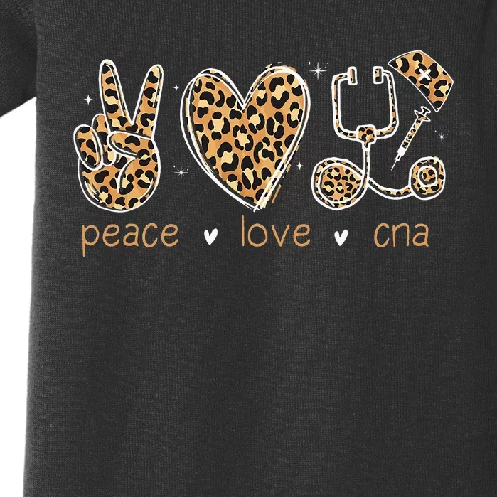 Peace love CNA Nurse life leopard Nurses Week Baby Bodysuit