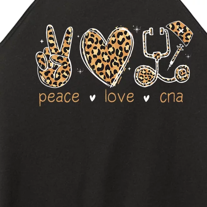 Peace love CNA Nurse life leopard Nurses Week Women’s Perfect Tri Rocker Tank