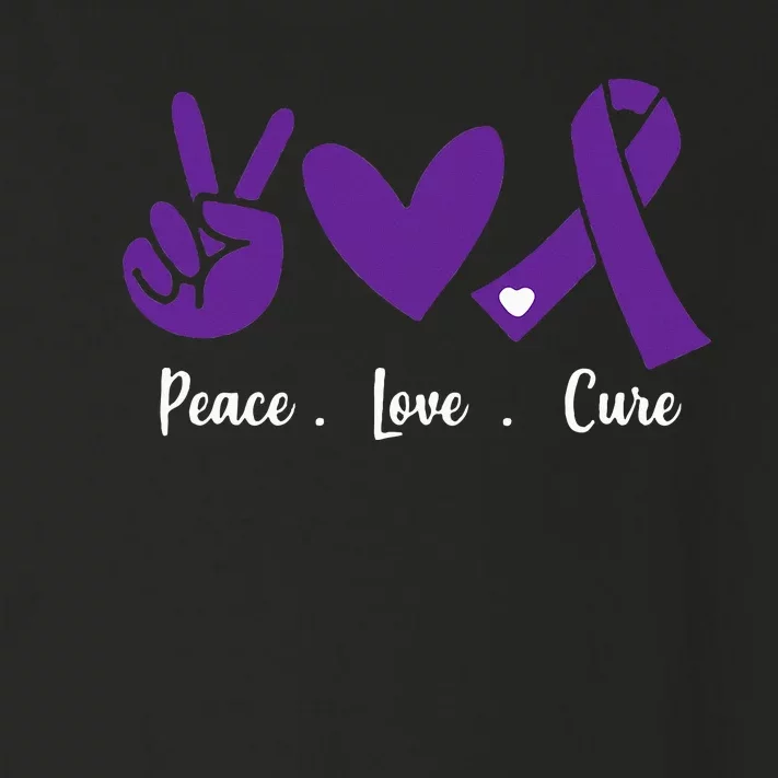 Peace Love Cure Pancreatic Cancer Awareness Purple Ribbon Toddler Long Sleeve Shirt