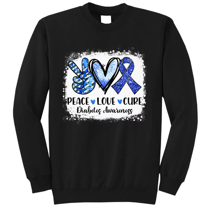 Peace Love Cure Type 1 Diabetes Awareness T1D Blue Ribbon Sweatshirt