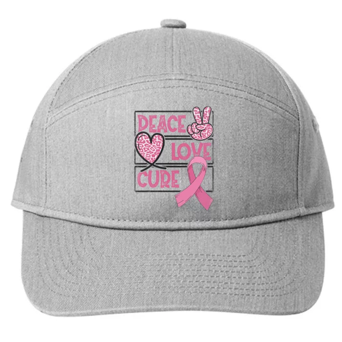 Peace Love Cure Breast Cancer Awareness Warrior Pink Ribbon 7-Panel Snapback Hat