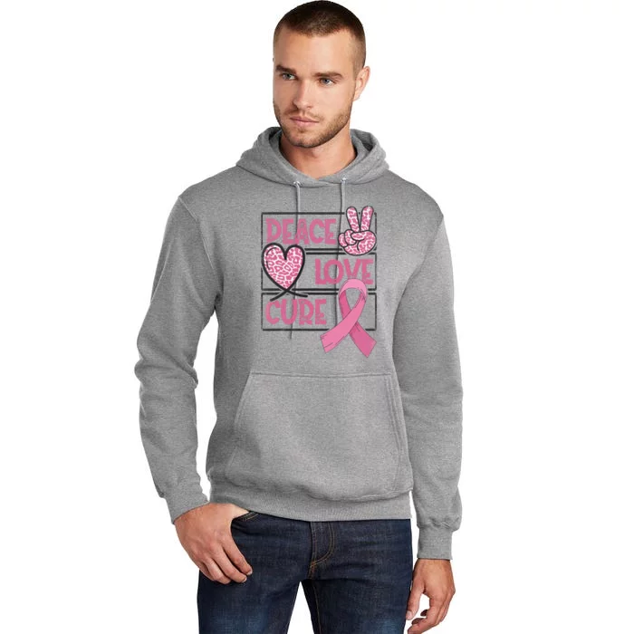 Peace Love Cure Breast Cancer Awareness Warrior Pink Ribbon Tall Hoodie