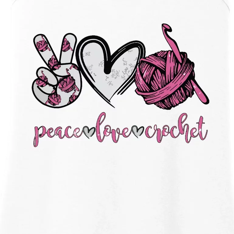 Peace Love Crochet Funny Crocheting Lover Present Ladies Essential Tank