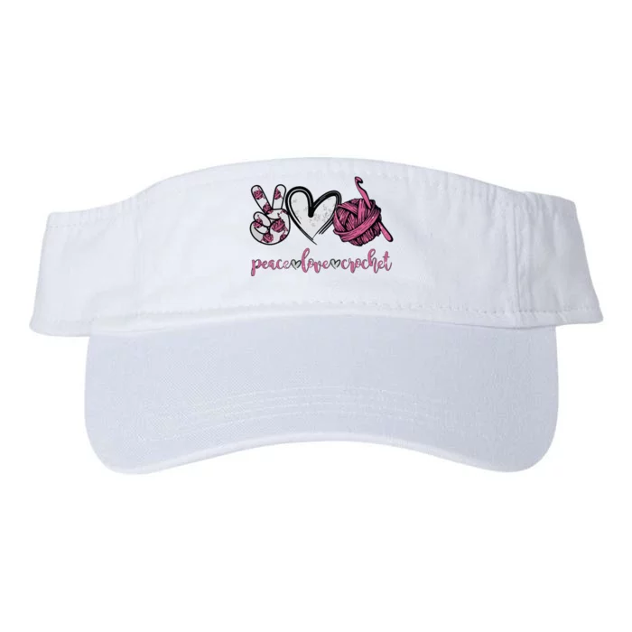 Peace Love Crochet Funny Crocheting Lover Present Valucap Bio-Washed Visor