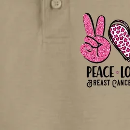 Peace Love Cure Breast Cancer Awareness Warrior Pink Ribbon Dry Zone Grid Performance Polo