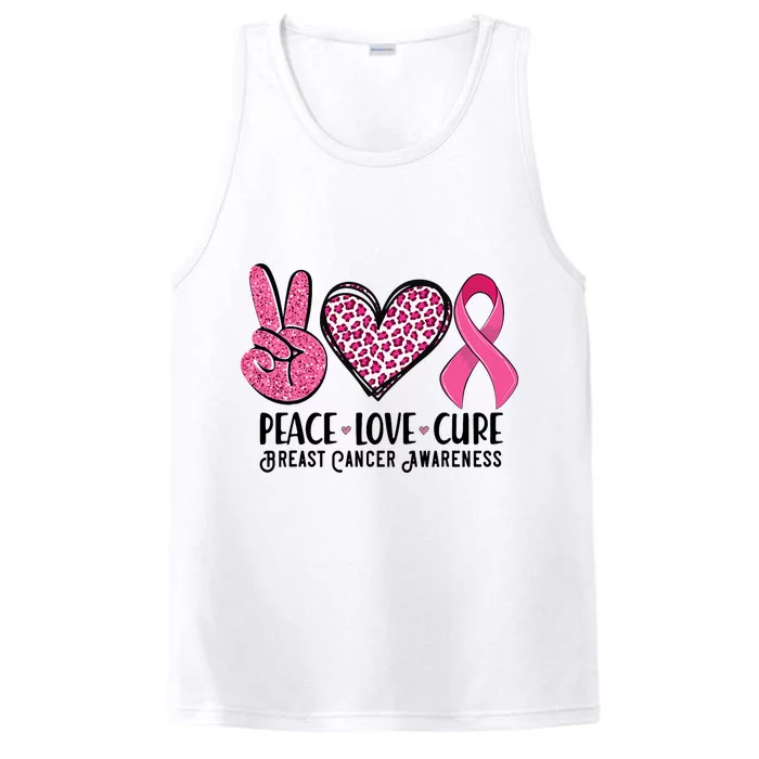 Peace Love Cure Breast Cancer Awareness Warrior Pink Ribbon Performance Tank