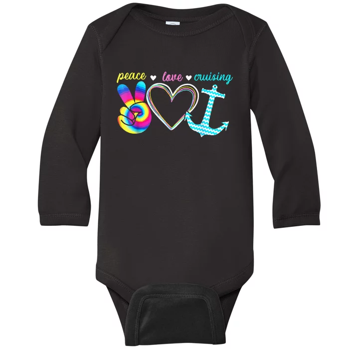 Peace Love Cruising Ship Hippie Floating Ocean Beach Lover Baby Long Sleeve Bodysuit