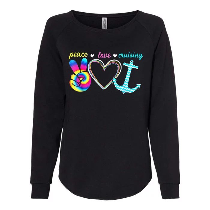 Peace Love Cruising Ship Hippie Floating Ocean Beach Lover Womens California Wash Sweatshirt