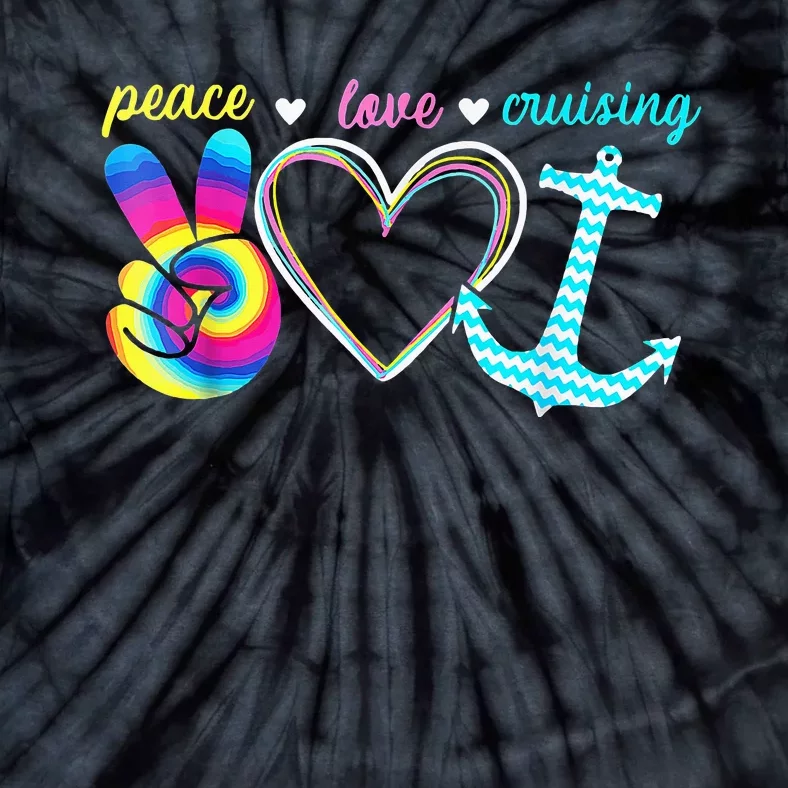 Peace Love Cruising Ship Hippie Floating Ocean Beach Lover Tie-Dye T-Shirt