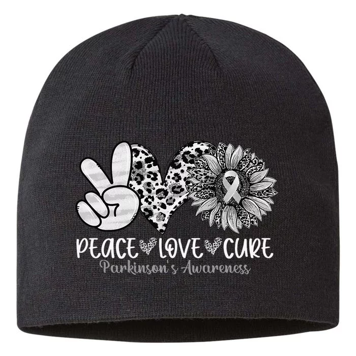 Peace Love Cure Sunflower Leopard Parkinson's Awareness 8 1/2in Sustainable Knit Beanie