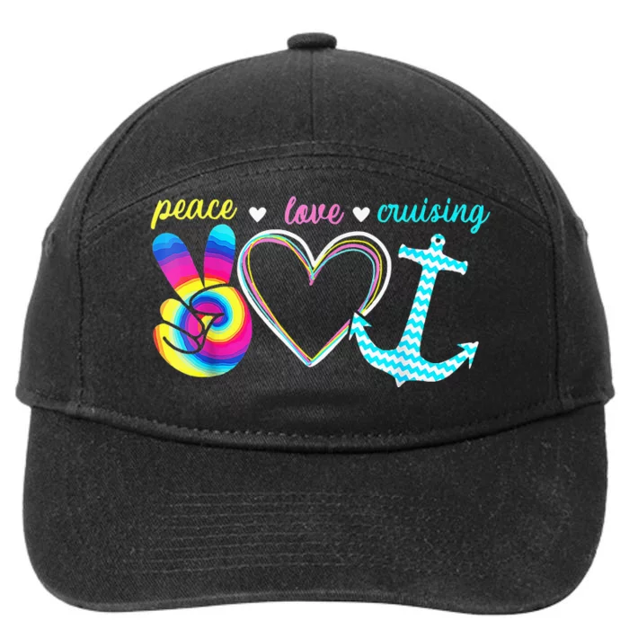 Peace Love Cruising Ship Hippie Floating Ocean 7-Panel Snapback Hat