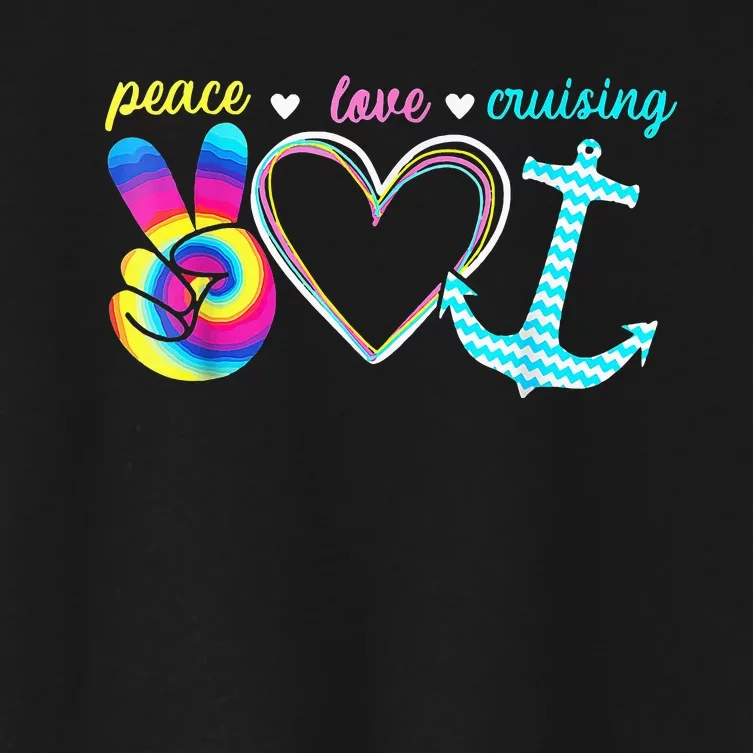 Peace Love Cruising Ship Hippie Floating Ocean Women's Crop Top Tee