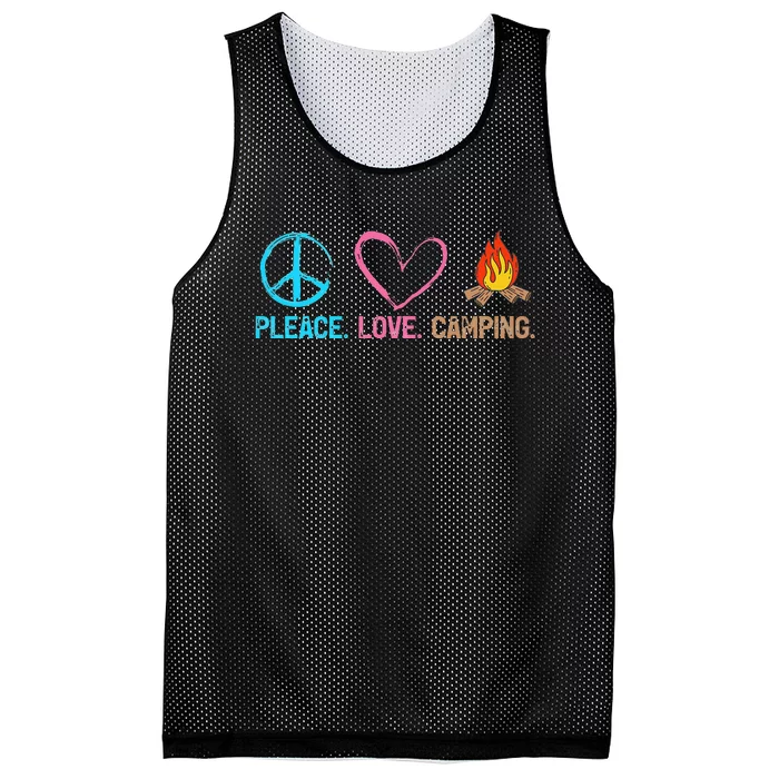 Peace Love Camp Lover Cute Camping Mesh Reversible Basketball Jersey Tank