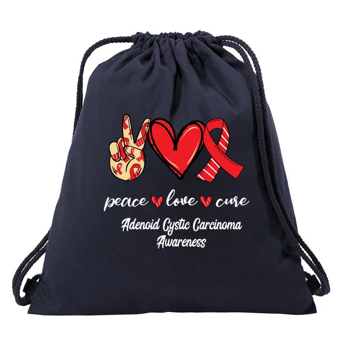 Peace Love Cure Adenoid Cystic Carcinoma Ribbon Awareness Gift Drawstring Bag