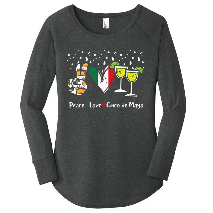 Peace Love Cinco De Mayo Party Fiesta Mexican Women Women's Perfect Tri Tunic Long Sleeve Shirt