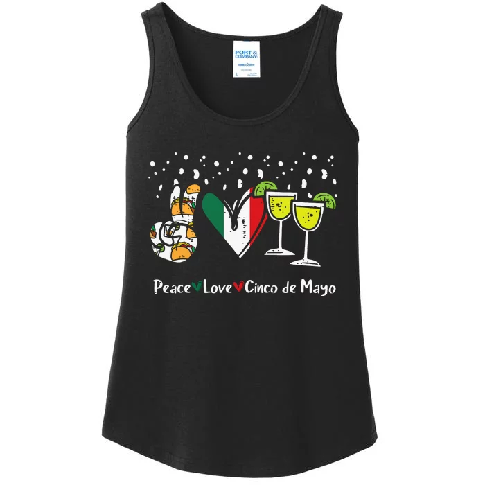 Peace Love Cinco De Mayo Party Fiesta Mexican Women Ladies Essential Tank