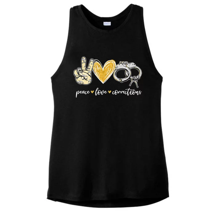 Peace Love Corrections Handcuff Funny Police Officer Gifts Ladies Tri-Blend Wicking Tank