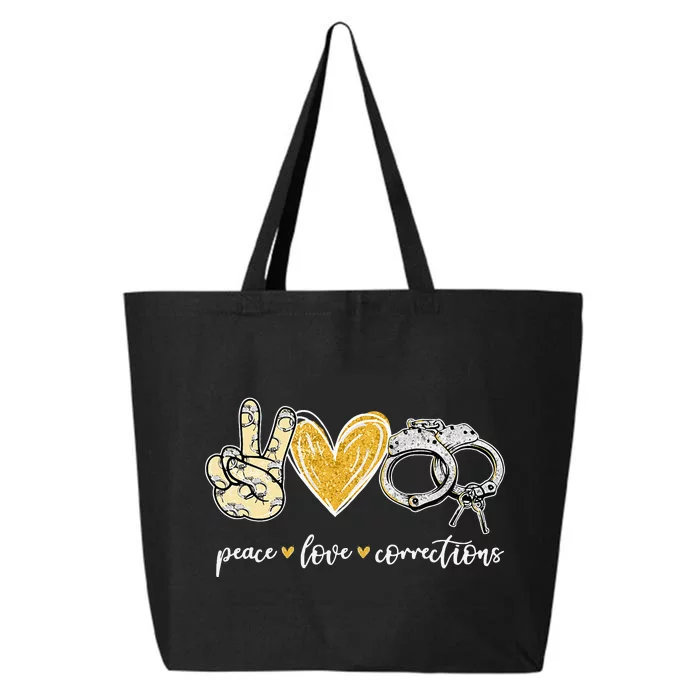 Peace Love Corrections Handcuff Funny Police Officer Gifts 25L Jumbo Tote