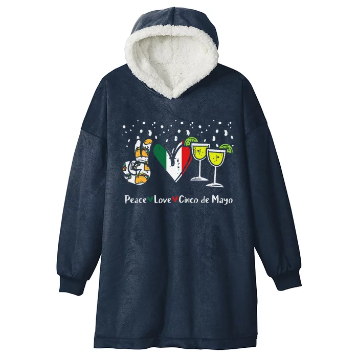 Peace Love Cinco De Mayo Party Fiesta Mexican Hooded Wearable Blanket