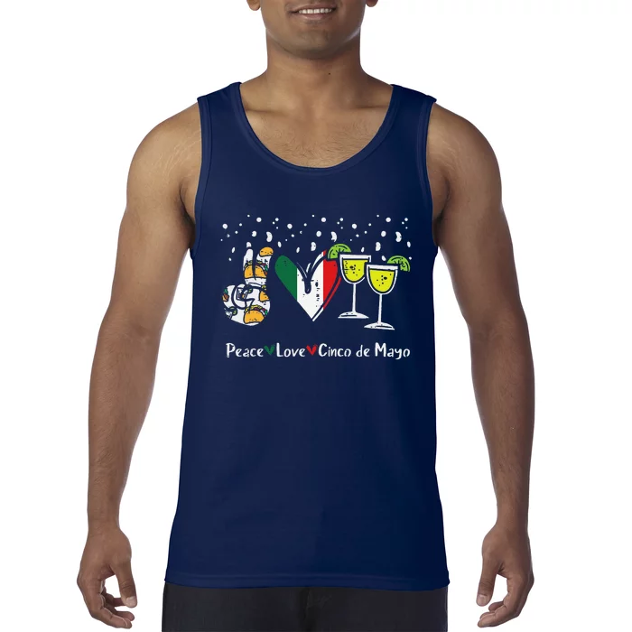 Peace Love Cinco De Mayo Party Fiesta Mexican Tank Top