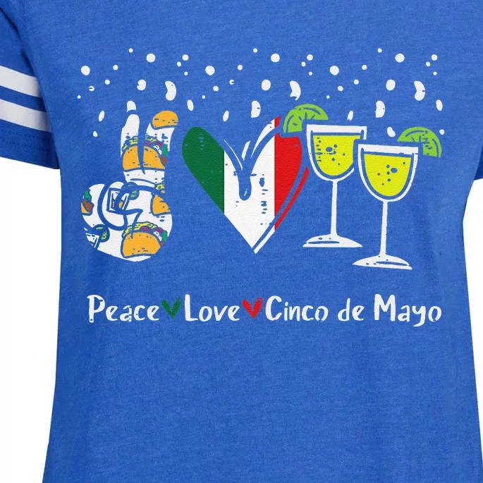 Peace Love Cinco De Mayo Party Fiesta Mexican Enza Ladies Jersey Football T-Shirt