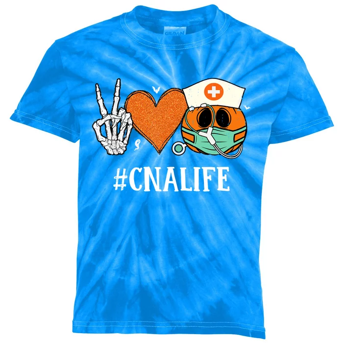 Peace Love Cna Halloween Nurse Certified Nursing Assistant Gift Kids Tie-Dye T-Shirt