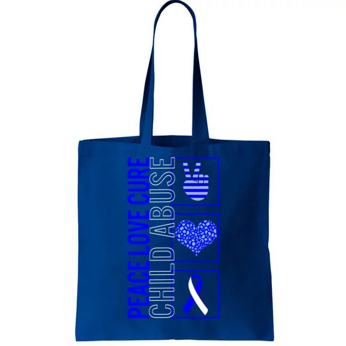 Peace Love Cure Abuse Awareness Month April Blue Ribbo Great Gift Tote Bag