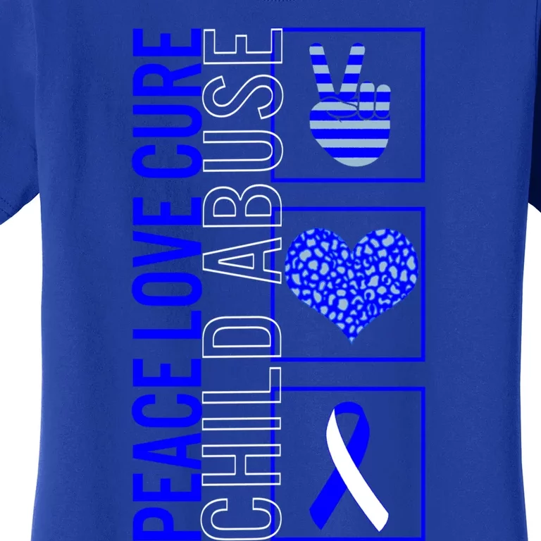 Peace Love Cure Abuse Awareness Month April Blue Ribbo Great Gift Women's T-Shirt