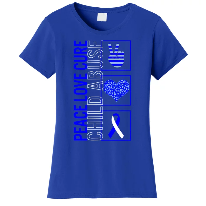 Peace Love Cure Abuse Awareness Month April Blue Ribbo Great Gift Women's T-Shirt