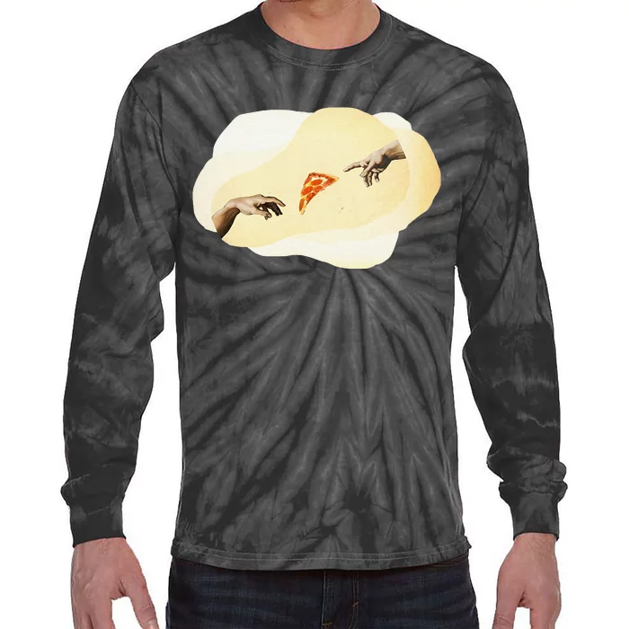 Pizza Lovers Creation Of Adam Party Renaissance Art Tie-Dye Long Sleeve Shirt