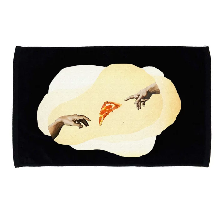 Pizza Lovers Creation Of Adam Party Renaissance Art Microfiber Hand Towel